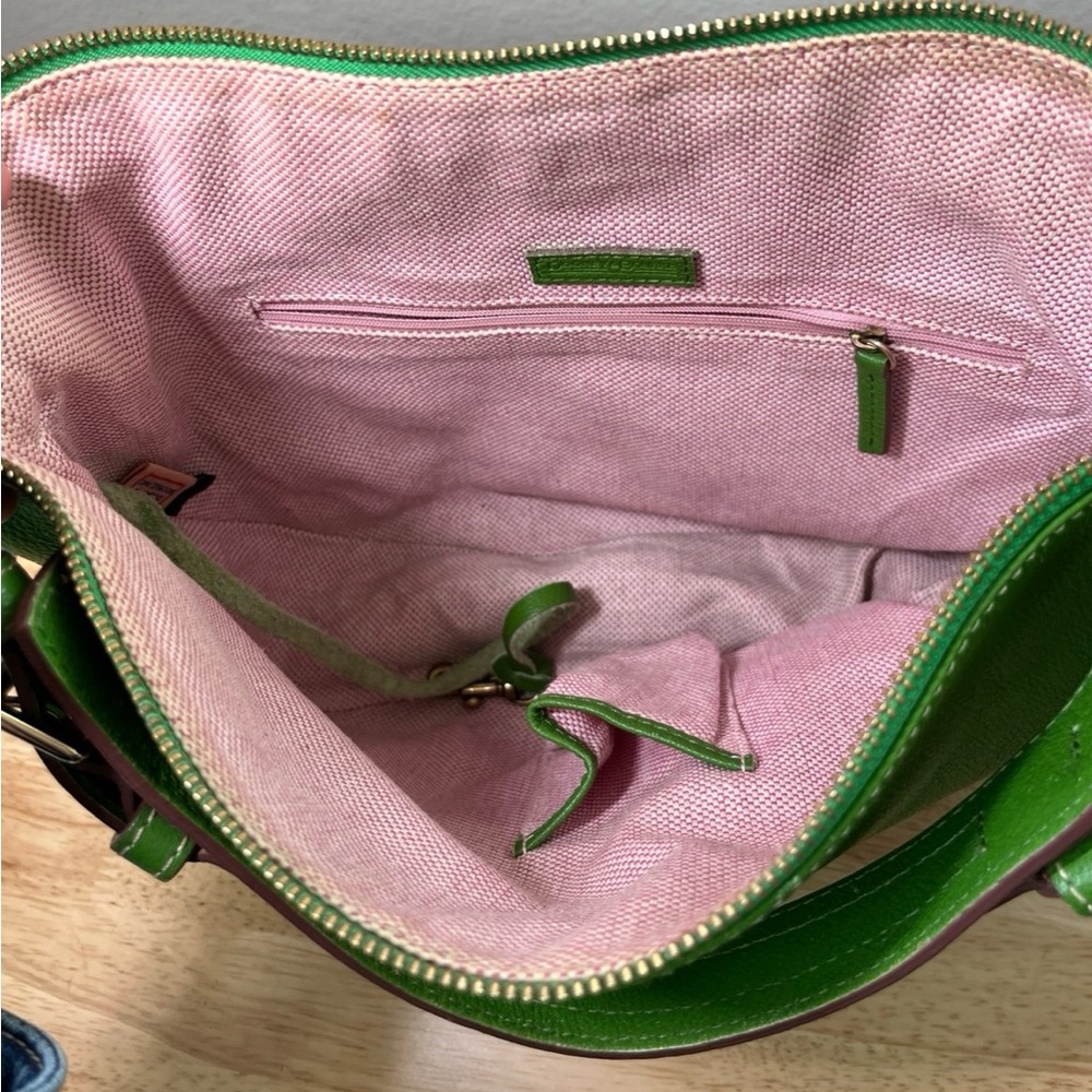 Vintage Dooney & Bourke Signature Luna Green Satchel Handbag - Picture 9 of 12